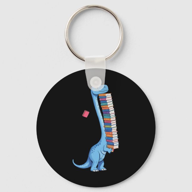 Book Carrying Dinosaur Reading Dino  Key Ring (Front)