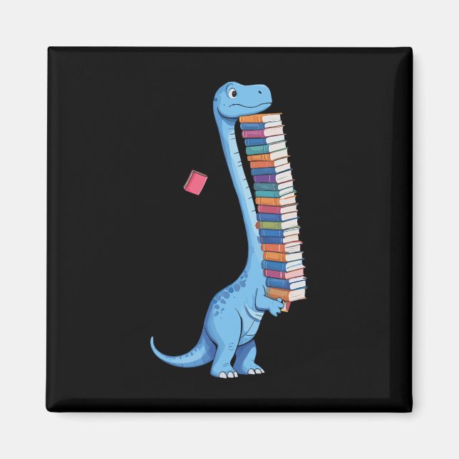Book Carrying Dinosaur Reading Dino  Magnet (Front)