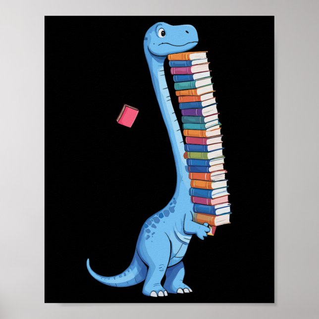 Book Carrying Dinosaur Reading Dino  Poster (Front)
