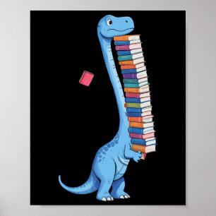 Book Carrying Dinosaur Reading Dino  Poster