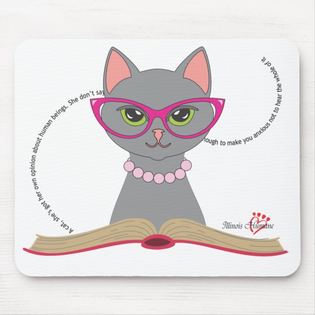 Book Cat (Light Colours) Mouse Pad (Front)