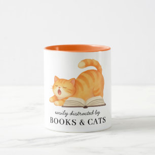 Book & Cat Lover Funny Bookish Saying  Mug
