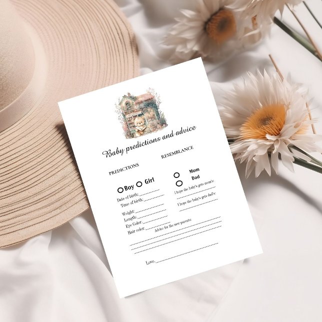 Book Chapter baby prediction Baby Shower game Card (Creator Uploaded)