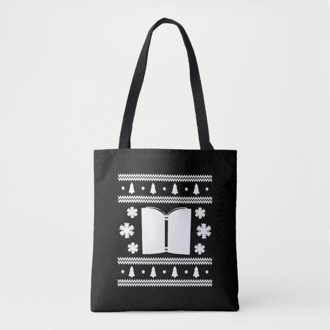 Book Christmas Shirt Tote Bag (Front)