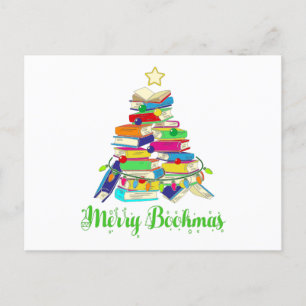 Book Christmas Tree, Book Lover Christmas Postcard
