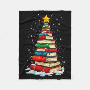 Book Christmas Tree Book Lover Teacher Librarian Fleece Blanket