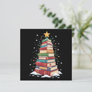 Book Christmas Tree Book Lover Teacher Librarian Holiday Card