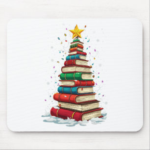 Book Christmas Tree Book Lover Teacher Librarian  Mouse Pad