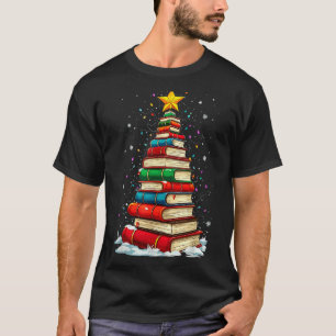 Book Christmas Tree Book Lover Teacher Librarian  T-Shirt