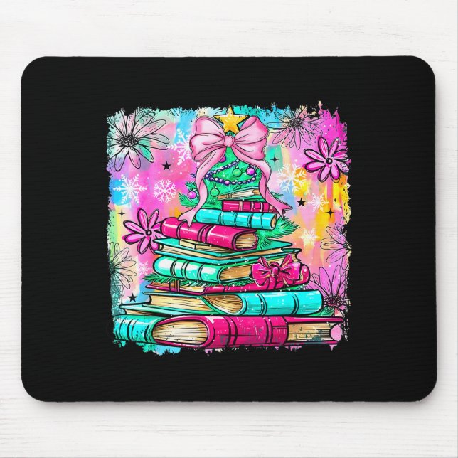 Book Christmas Tree Lights Teacher Librarian Book  Mouse Pad (Front)