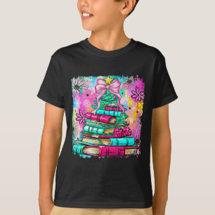 Book Christmas Tree Lights Teacher Librarian Book  T-Shirt