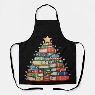 Book Christmas Tree Lights Teacher Librarian Read Apron