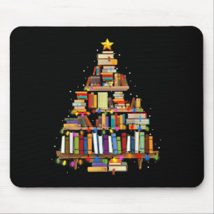Book Christmas Tree Lights Teacher Librarian Read Mouse Pad