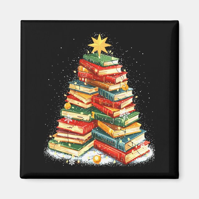 Book Christmas Tree Reading  Magnet (Front)