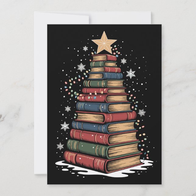 Book Christmas Tree Teacher Librarian Xmas Holiday (Front)
