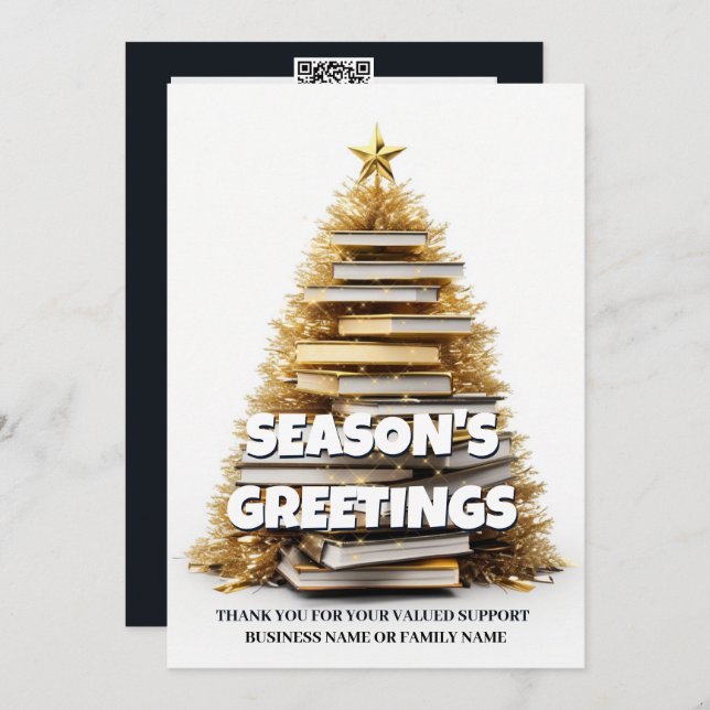 Book christmas tree writer holiday greetings photo (Front/Back)