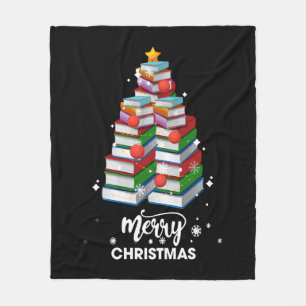 Book Christmas Tree Xmas Gift For Books Lovers Lib Fleece Blanket