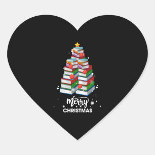 Book Christmas Tree Xmas Gift For Books Lovers Lib Heart Sticker