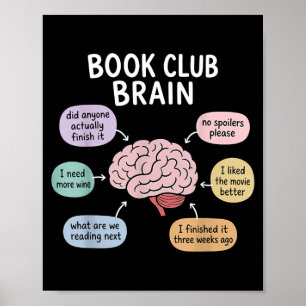 Book Club Brain Book Lover Reading Bookworm Poster