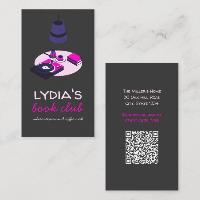 Book Club Business Card with QR Code (Front/Back)