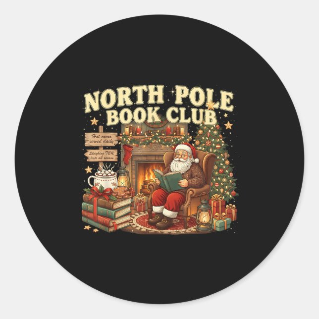 Book Club Cozy Christmas Reading Gift  Classic Round Sticker (Front)