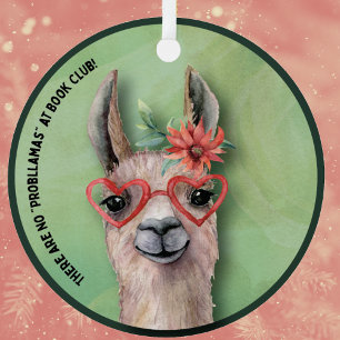 Book Club Funny Llama Ceramic Ornament