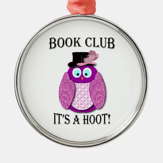 Book Club - It's A Hoot - Pink Design Metal Ornament (Front)