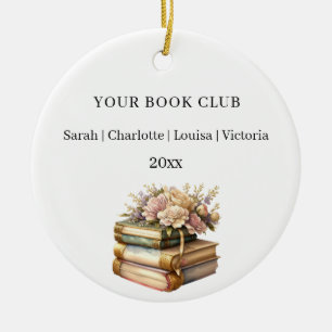 Book club members names ceramic ornament