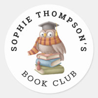 Book Club Name Cute Owl Cap Books Cartoon