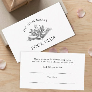 Book Club Name Select A Book Enclosure Card