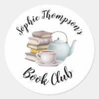 Book Club Name Tea Pot Cup Books Script