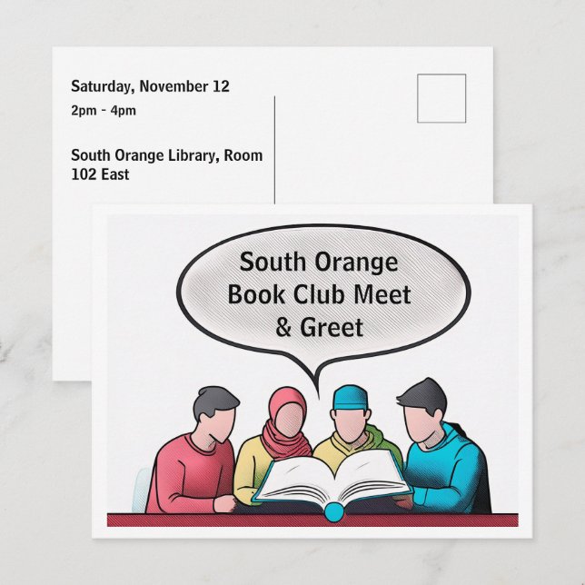 Book Club Open Invitation Customisable Postcard (Front/Back)