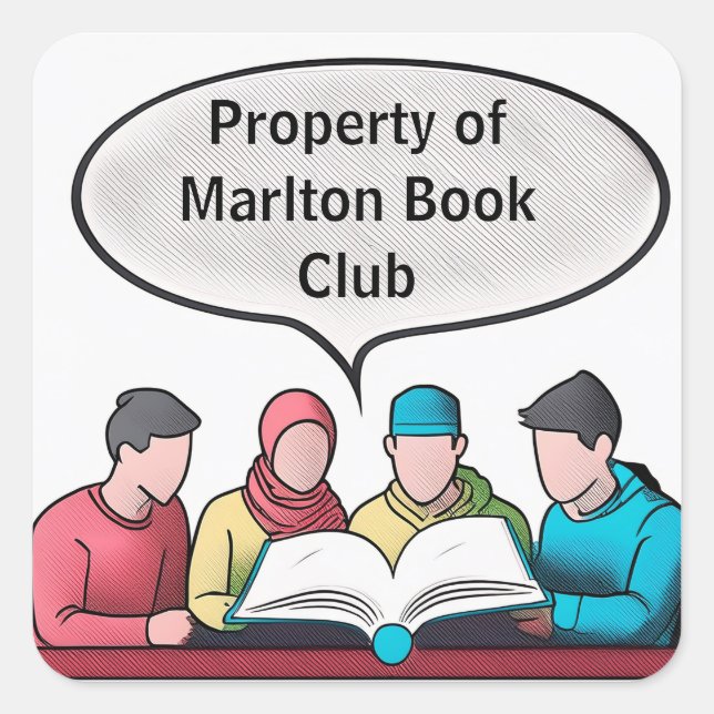 Book Club Open Invitation Customizable Square Sticker (Front)