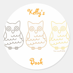 Book Club Owls Classic Round Sticker