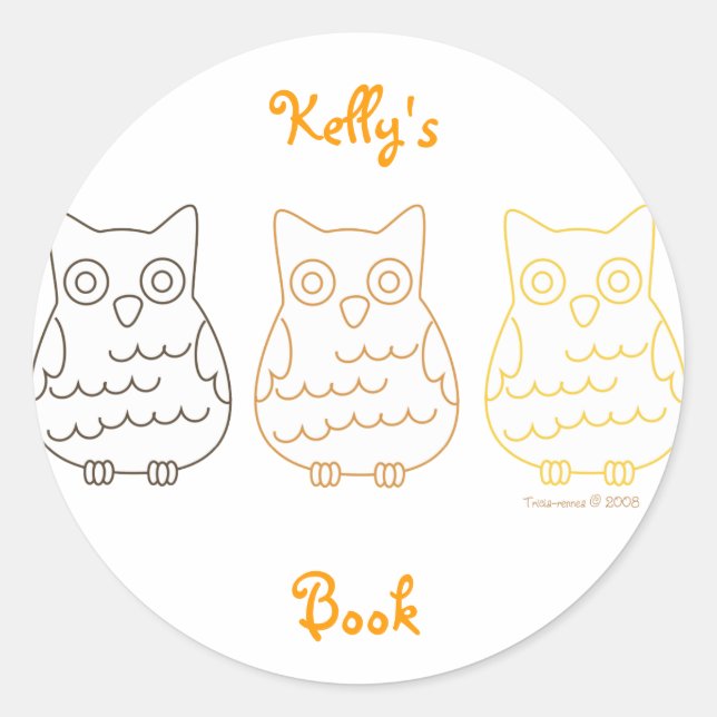 Book Club Owls Classic Round Sticker (Front)