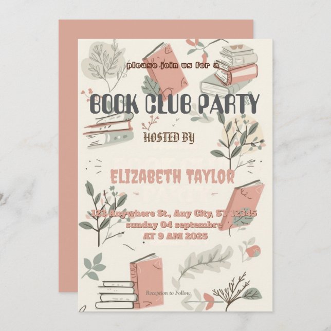 Book Club Party Invitation – Cozy Reading Night (Front/Back)