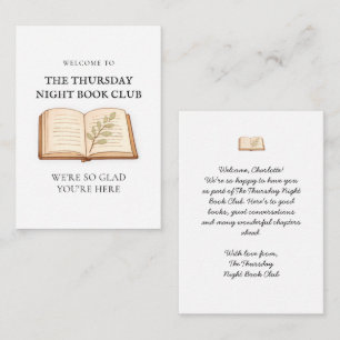 Book Club Personalised Watercolor Welcome Card