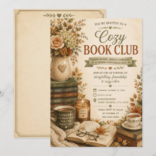 Book Club Rustic Vintage Fall Autumn  Invitation
