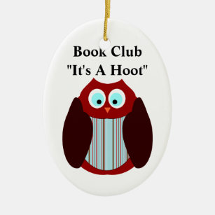Book Club Stripped Owl - It's A Hoot Ceramic Ornament