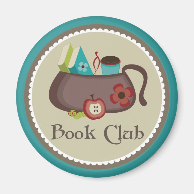 Book Club Stylish Book Bag Logo Magnet (Front)