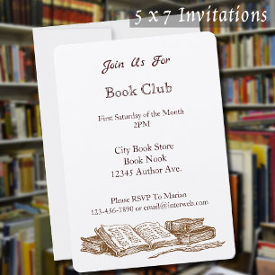 Book Club Vintage Art Custom 5x7' Invitation