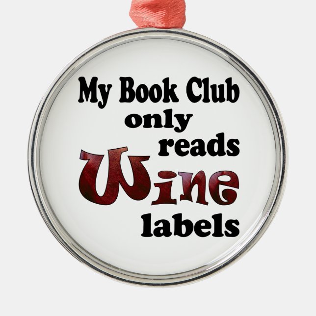 Book Club Wine Labels Metal Tree Decoration (Front)