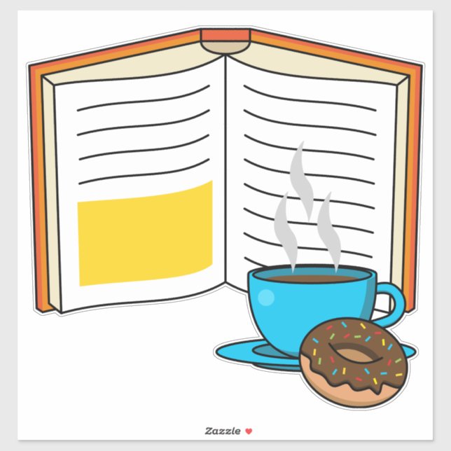 Book Coffee and Doughnut Cartoon (Sheet)