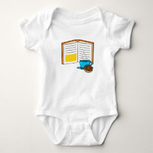 Book Coffee and Doughnut Cartoon Baby Bodysuit