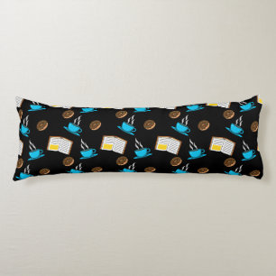 Book Coffee and Doughnut Cartoon Body Cushion