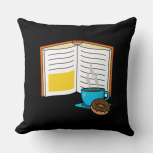 Book Coffee and Doughnut Cartoon Cushion