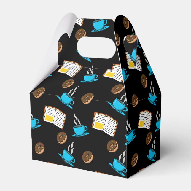 Book Coffee and Doughnut Cartoon Favour Box (Front Side)