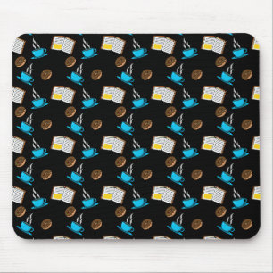 Book Coffee and Doughnut Cartoon Mouse Pad