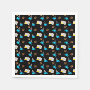 Book Coffee and Doughnut Cartoon Napkin