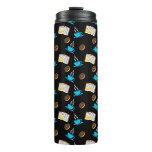 Book Coffee and Doughnut Cartoon Thermal Tumbler